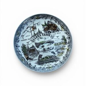 Lake Tahoe Souvenir Decorative Plate - Scenic Illustration 10”